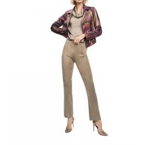 NEW JOSEPH RIBKOFF scuba suede flared pants in java